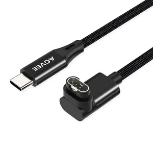 3.3ft Charger for Garmin Watch USB C, L-Shape Charging Cable for Fenix, Forerunner, Vivoactive, Instinct, Venu, Tactix, Approach, D2, Quatix Series, Right Angle Braided, Black