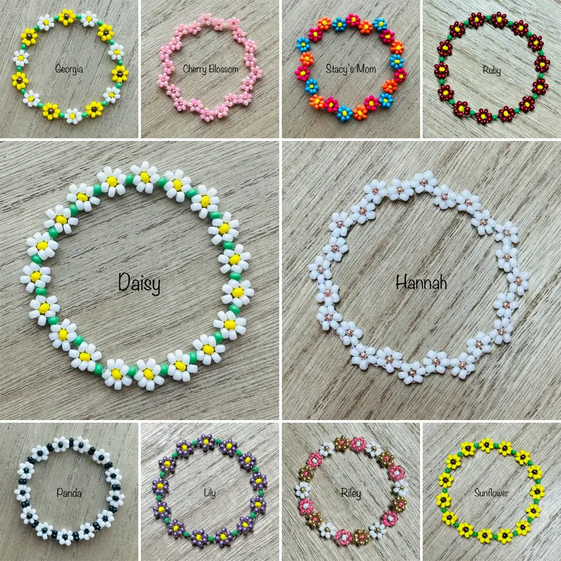 seed bead flower bracelets tutorial - TikTok Shop