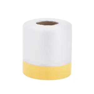 Pre-Taped Masking Film Plastic Cover PE Film Masking Paper 1 Pc 2200x30cm / 72.18ftx11.81" White Yellow