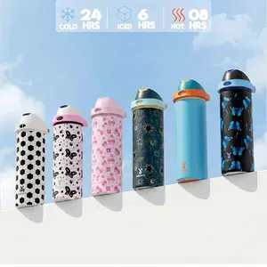 Summervibes,Meoky 24oz Sports Cup Stainless Steel Thermos Cup with 2-in-1 Straw & Spout Lid Leak Proof Cold for 24 Hours BPA-Free for School ,water bottle with bows cute water bottles.Mother's Day & Father's Day Gifts