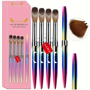 Professional Nail Art Brush Set, 4-Piece Gradient Crystal Pen Kit, Ideal for Manicure Gel Nails Polish, Home & Salon Use, Beginner-Friendly