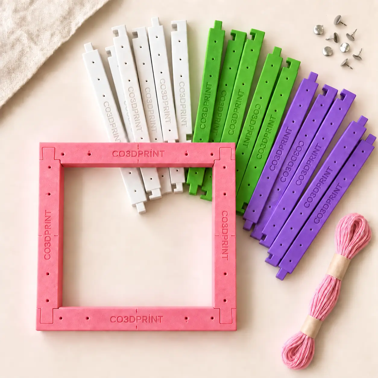 CO3DPRINT 3D Printed Needlepoint Stretcher Bar Kit with Starter Tacks, 4-Piece Frame, 4–10 Inch