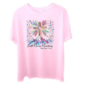 Faith Moves Mountains Christian Bible Verse Unisex T-Shirt Colorful Jesus Religious Cross Unisex T-Shirt
