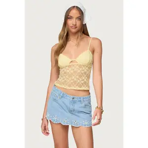 Sheer Lace Cutout Tank Top