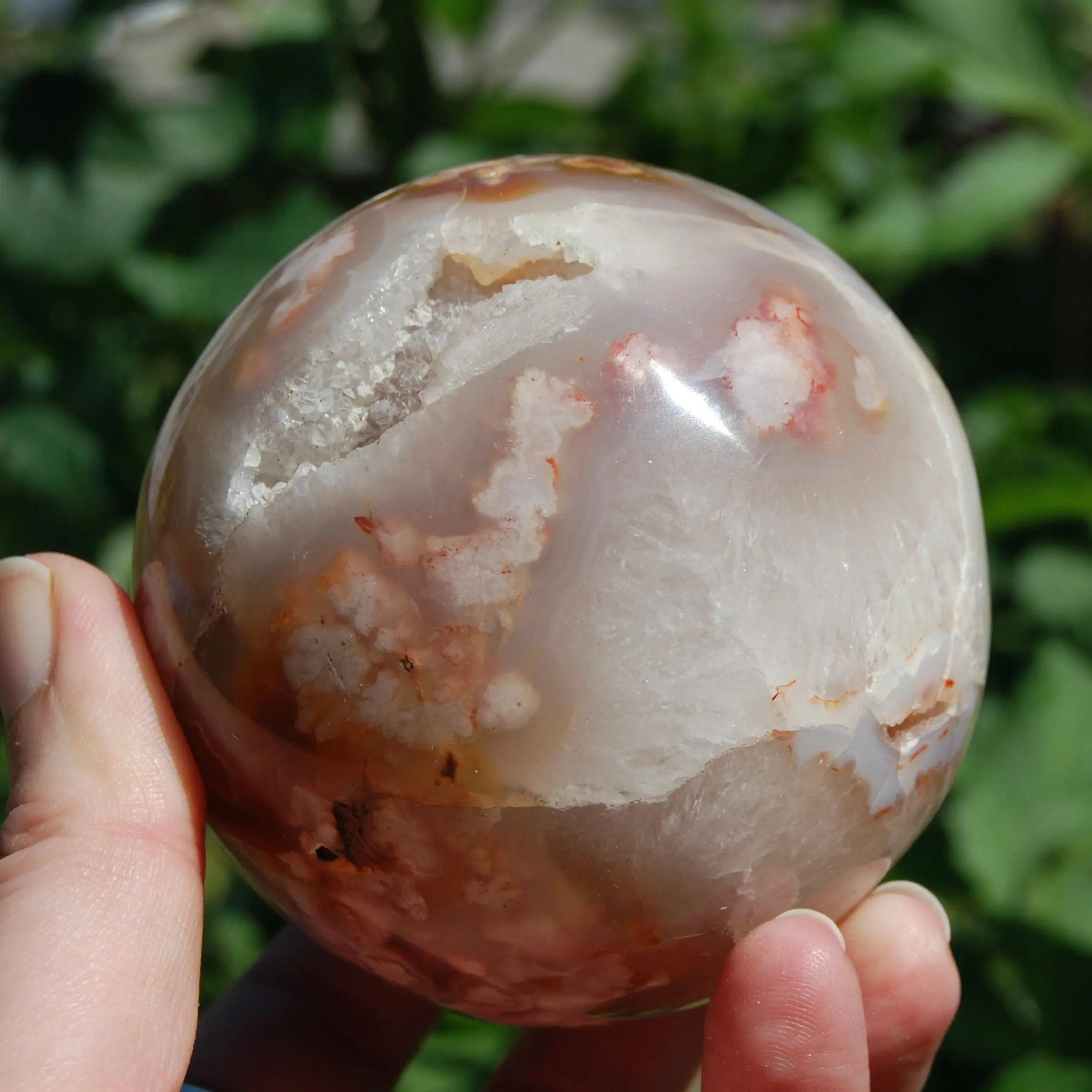 78mm 1.5lb XL Pink Lavender Sakura Flower Agate Crystal Sphere, Madagascar