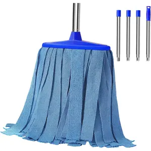 Microfiber Cloth Mop, Commercial Cloth Mops 52" Stainless Steel Handle with 1 Mop  for Floor,Indoor and Outdoor Use , Blue