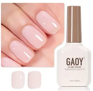 GAOY Sheer Light Pink Gel Nail Polish, 16ml Jelly Milky White Peach Translucent Color 1352 UV Light Cure Gel Polish for Nail Art DIY Manicure and Pedicure at Home