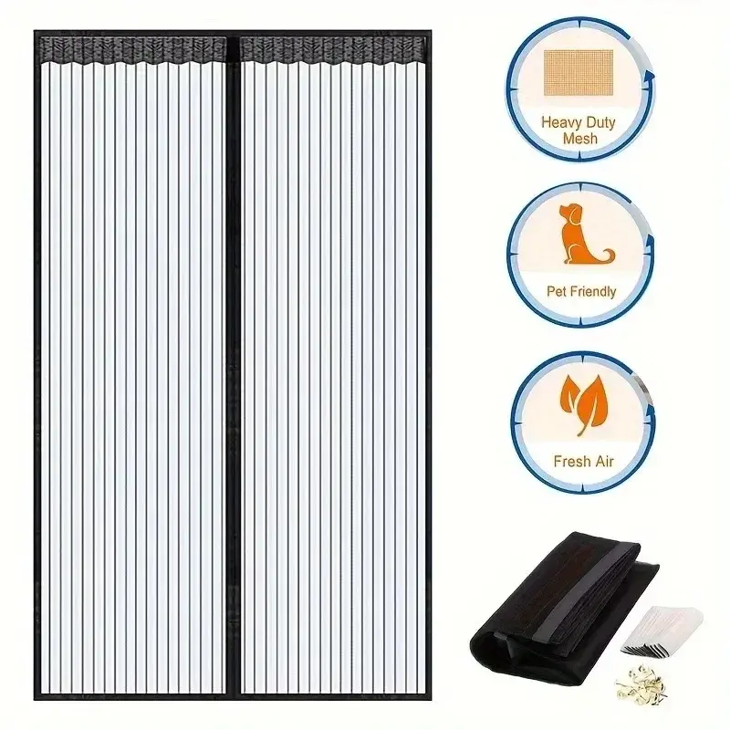 Magnetic Mosquito Net Curtain for Doors and Windows, Automatic Closing Fly Screen with Mesh Design, Breathable Insect Protection Curtain for Home, Bedroom and Patio