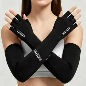 Arm Sleeves for Men Women Cooling UV Protective Sleeves with Half-Finger Glove