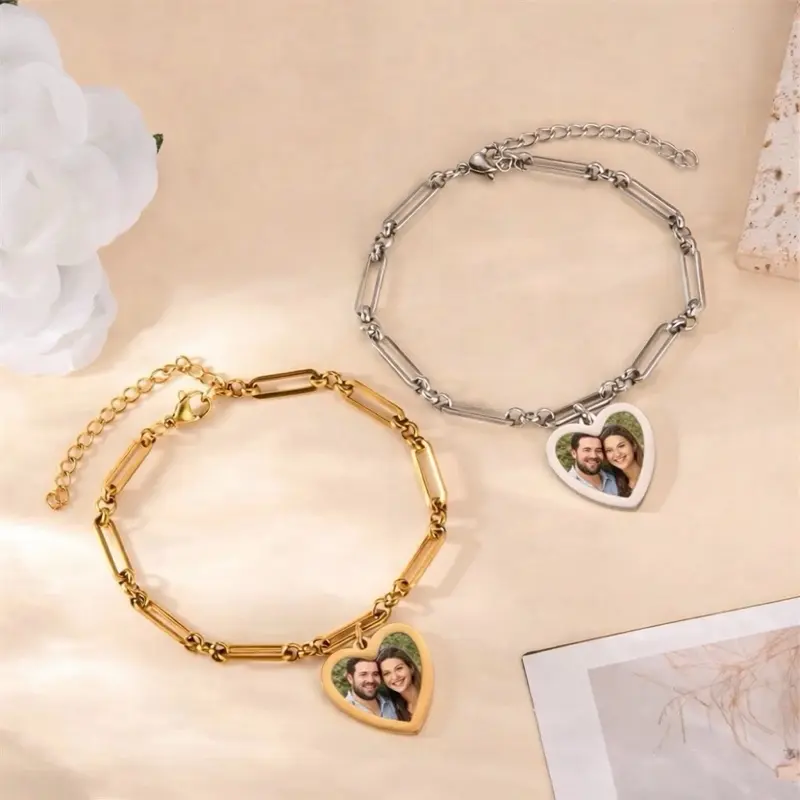 Paperclip Style Stainless Steel Bracelet with Photo Paperclip Style Stainless Steel Bracelet with Photo