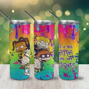 Just a 90's mama raising her rugrats 20 oz tumbler Bottle Drinkware Plastic Stainless