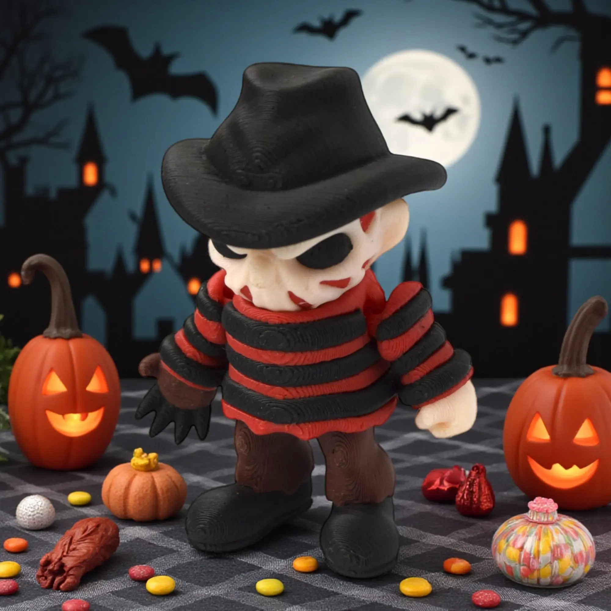 1 piece, 3D-printed Freddy, high-quality decorative figurine, cute articulated stress-relief toy, perfect for party favors, birthday gifts, desk pets, office decor, collectible toys, kawaii creative gifts, room decor, and desk decorations