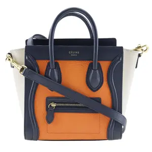 Pre-owned Celine Calfskin Shoulder Bags Luggage Nano Shopper Shoulder Bag Orange