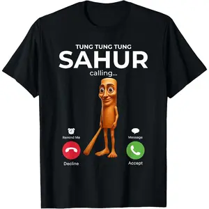 Tung Sahur Calling Funny Fishing Brainrot Joke Women Men Meme T-Shirt