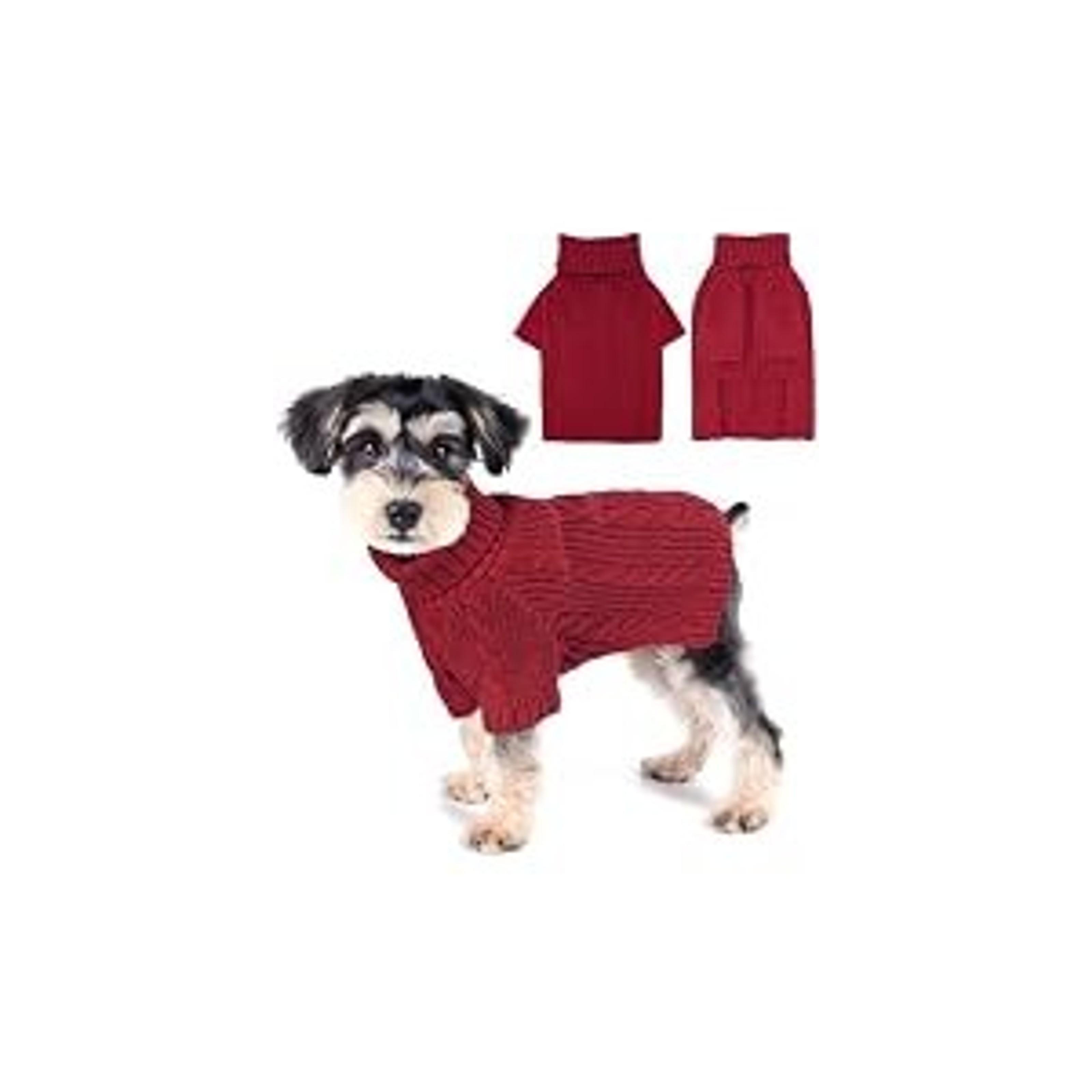 Dog Sweaters for Small Dogs Solid Knitted Puppy Sweater Dog Clothes for Winter Warm Chihuahua Clothes Turtleneck Pullover Pet Cat Sweater Mini Dachshund Knitwear(Dark Pink, Small)