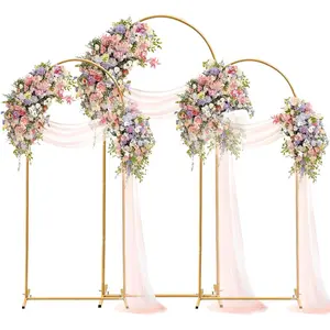 Wedding Arch Backdrop Stand Set of 3, Gold Arch Backdrop Stand 7.2FT & 6FT & 6FT Arched Backdrop Frame for Wedding,, Baby Shower Decoration, Graduation Decoration