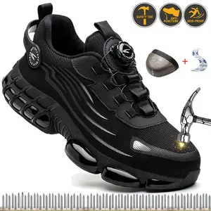 Men's Indestructible Work Sneakers Safety Shoes Steel Toe Puncture-Proof Anti-smash Protective Boots New Rotary Buckle workout sneaker advanced non-slip traction all-season outdoor Roofing Shoes