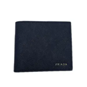 Pre-owned PRADA Calfskin Crossbody Bags Saffiano Leather Bifold Wallet Blue PRCHE