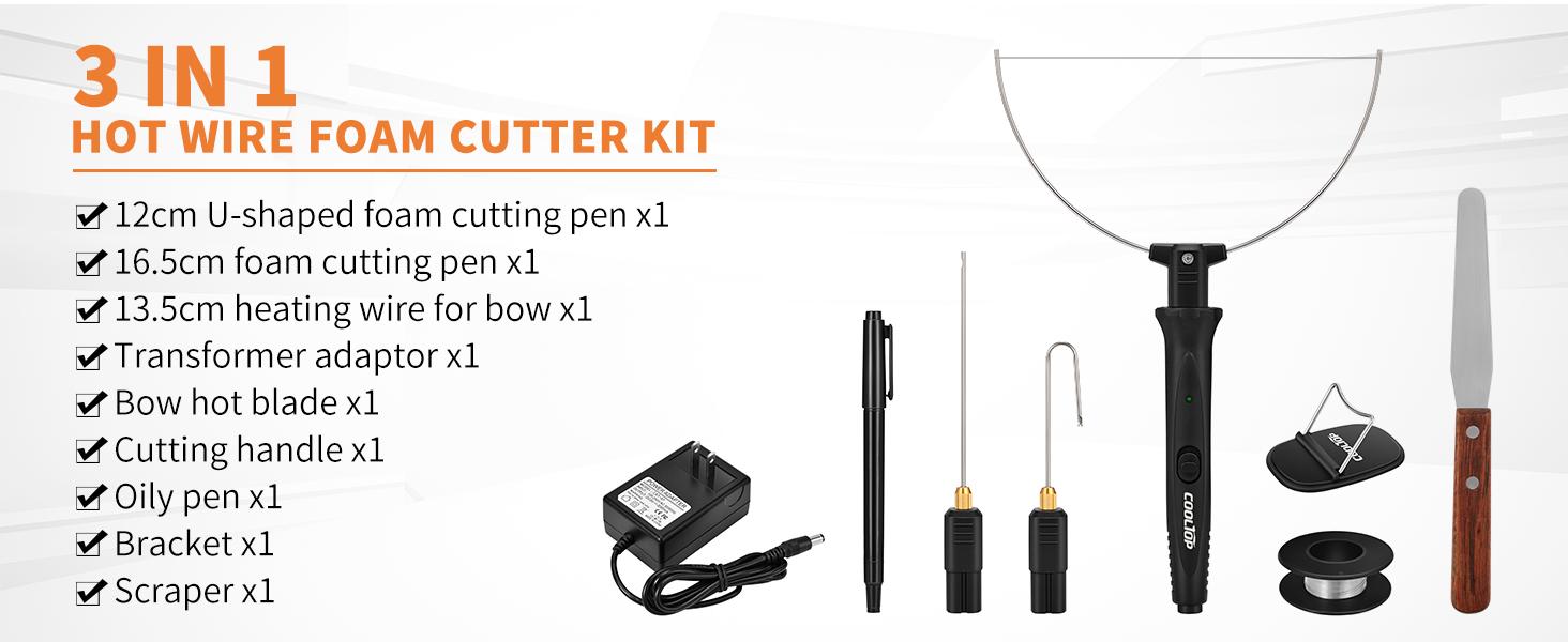 GOCHANGE 3 in 1 Foam Cutter Electric Styrofoam Cutting Tool, 100-240V / 18W  Heated Foam Carving Knife Kit with Electronic Adaptor for Small Cutting Project, DIY Craft, Foam Carvingm,Foam Board, Pearl Cotton, EPP, KT Board, EPS