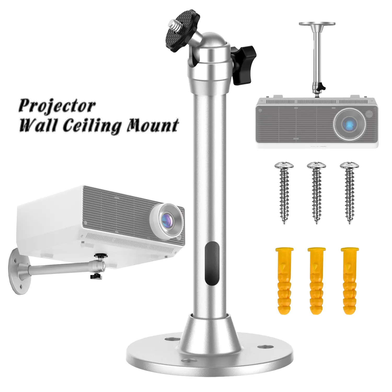 Projector Ceiling Mount Bracket, Wall and Ceiling Easy Installation with Screws, Compatible with HY300 Pro, P30, TD80W Mini Projectors and Cameras