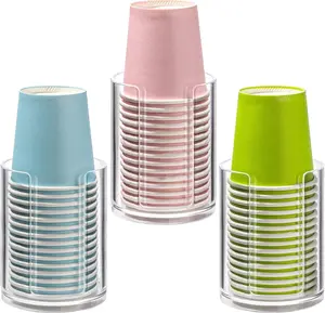 3 Pack Bathroom Cup Dispenser 3 oz Countertop Storage Mouthwash Cups Holder, Plastic Small Disposable Paper Cup Holders for Bathroom Counter Organiser