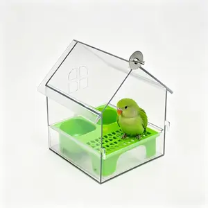 All-in-One Parrot Feeder & Bath with Panoramic Pull-Out Drawer