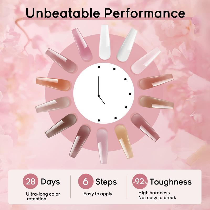 JEWHITENY 14 Colors Poly Extension Gel Nail Kit With Nail Lamp Nude Pink White Brown All In One Poly Nail Gel Starter Kit Poly Gel Nail Kit With Base Top Coat Manicure Salon Frence Nail Art DIY