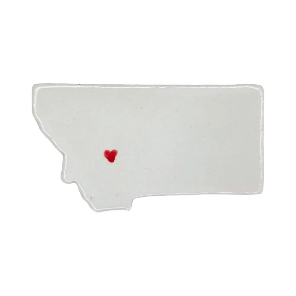 Montana Custom Ceramic Magnet for Fridge - Handmade Gift with Red Heart Design