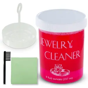 Jewelry Gold Silver  Dip Cleaner Cleaning Household Brush Cloth Basket Tarnish