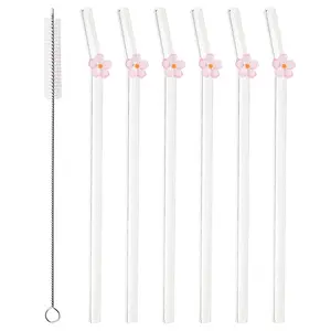 Reusable Straw Set with Cleaning Brush, Durable Sports Straws, Eco-Friendly Easy Clean Design, 6-Piece Set for Daily Use
