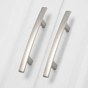 20 Pack Solid Zinc Alloy Cabinet Handles, 3 Inch Hole Center Brushed Nickel Arch Drawer Pulls, Modern Hardware for Kitchen Bathroom Cupboard