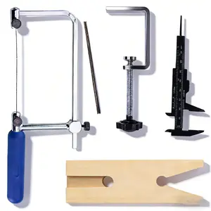 Jeweler's Saw Frame Kit with C-Clamp, Bench Clamp & Caliper - Complete Jewelry Making Tool Set for Metal Cutting & Measuring