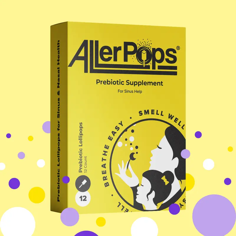 AllerPops Prebiotic Lollipops for Lasting Sinus Health - 12 Count, Natural & Gluten-Free, Breathe Easy, Smell Well, US Made