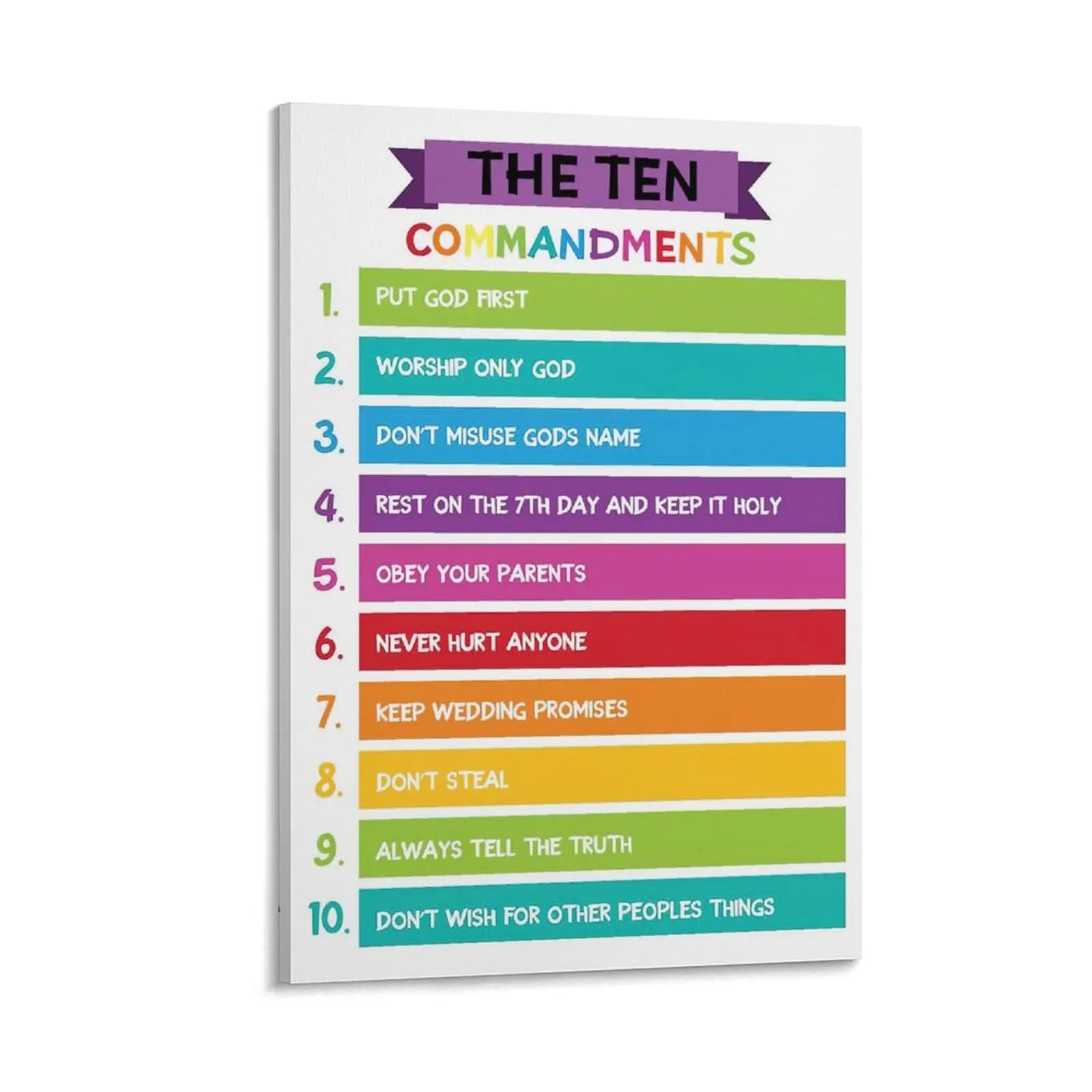 The Ten Commandments Posters, Kids Scripture Wall Art, Church Sunday School Decor, Homeschool Christian Education, Inspirational Classroom Posters Poster Canvas Wall Art For Bedroom Decor Bar Office Room Decor Gift