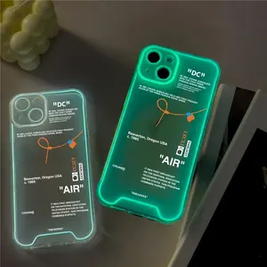 Fluorescent White Label Sports Shoes Brand Luminous Silicone Case For IPhone 13/13 Pro Max Clear Soft Cover