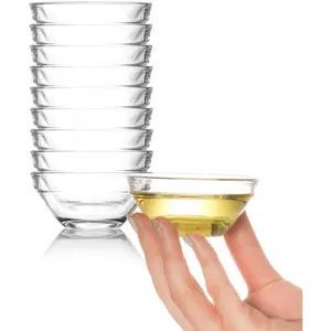 Mini Glass Bowls, 3in 2.5oz Small Prep Bowl, 10 pcs Stackable Pinch Bowls for Dipping Spices Sauce