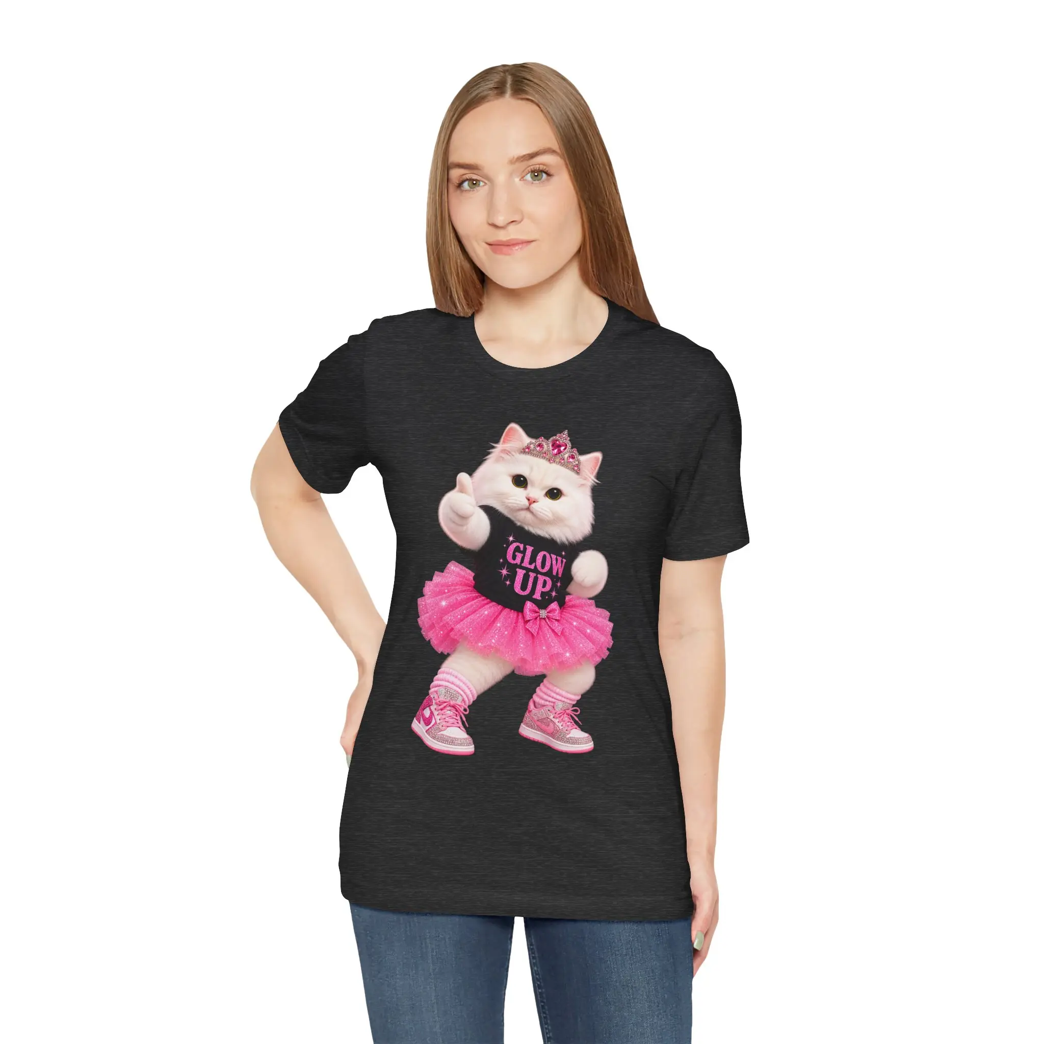 Glow Up Cat Princess tee | T-Shirt, Pink Tutu Cat Graphic