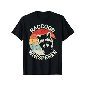 Raccoon Whisperer Raccoon Feeder Love Raccoons Pet Raccoon T Shirt 100% Cotton Casual Tshirts Crewneck T-Shirt Funny Short Sleeve Unisex Graphic Tee for Men Women Adults Classic Menswear Top Clothes Apparel