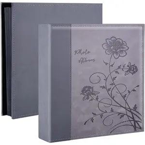 Extra Large Capacity Leather Cover 4x6 Photo Album Holds 600 Horizontal and Vertical Photos for Wedding Family Grey