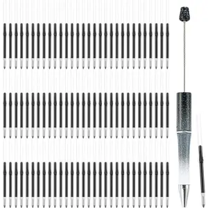 100 pcs Black Ink Beadable Pens Refills, Replaceable Pens Refills, for Plastic Bead Ballpoint Pen Ink Refills (Black)