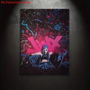 1 piece/set Frameless canvas painting and printing poster, classic graffiti art, Modern art design, Arcane I am Jinx. A gift for video game enthusiasts, ideal for bedrooms, living rooms, wall decorations