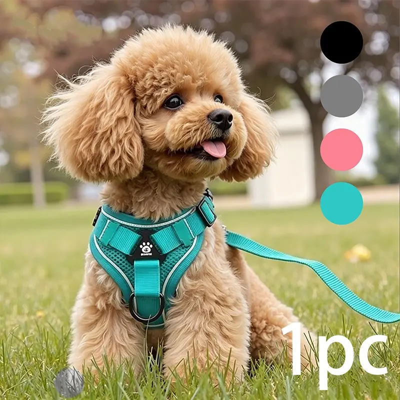 Adjustable Dog Harness Set, Harness Leash Combo, No Tangle Leash, Breathable Mesh Reflective Anti-Pull Pet Vest for Small Medium Large Dogs, Outdoor Walking Night Safety