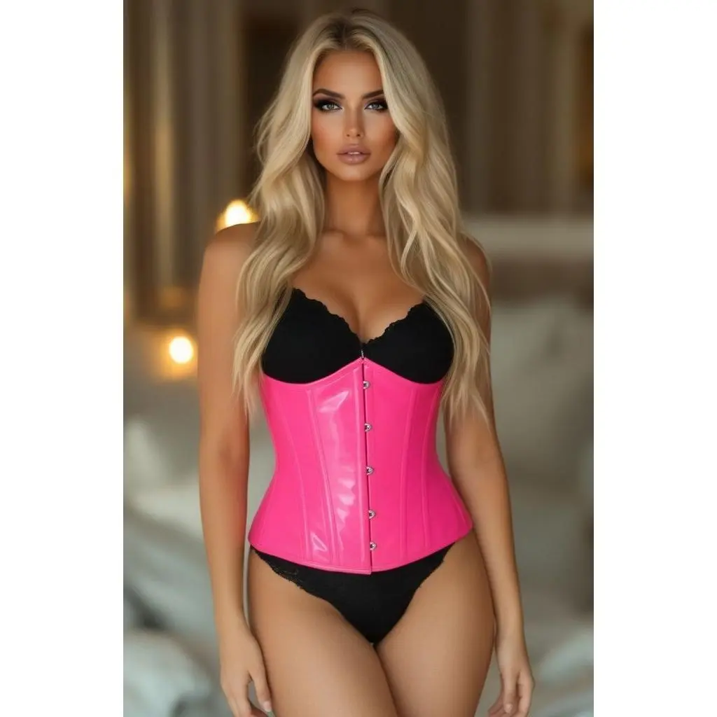 Lavish Hot Pink Patent Underbust Corset