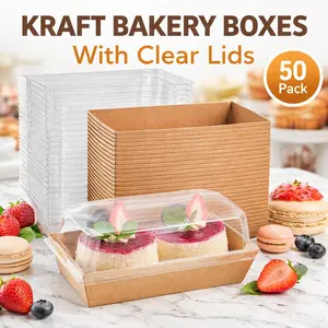 Disposable Charcuterie Boxes 50 Pack – Small Paper To Go Containers with Clear Lids for 2 Cupcakes, Strawberries, Desserts – Summer Sale, Mid Year Sale, Deals for You, Restock