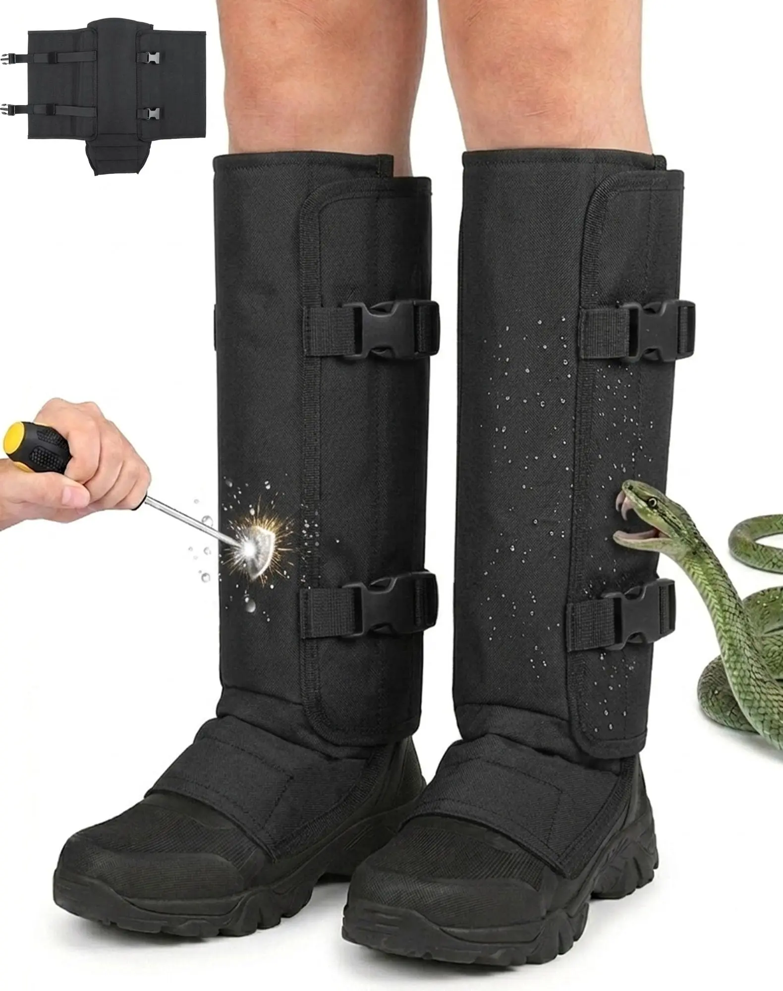 Snake-Proof Leg Gaiters for Men & Women, Durable Fabric Protective Gear, Adjustable for Hunting, Hiking by DealsForYouDays