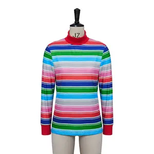 Horror Movie Character Chucky Cosplay Costume for Adult Men Rainbow Striped Long Sleeve T Shirt Halloween Carnival Party Tops