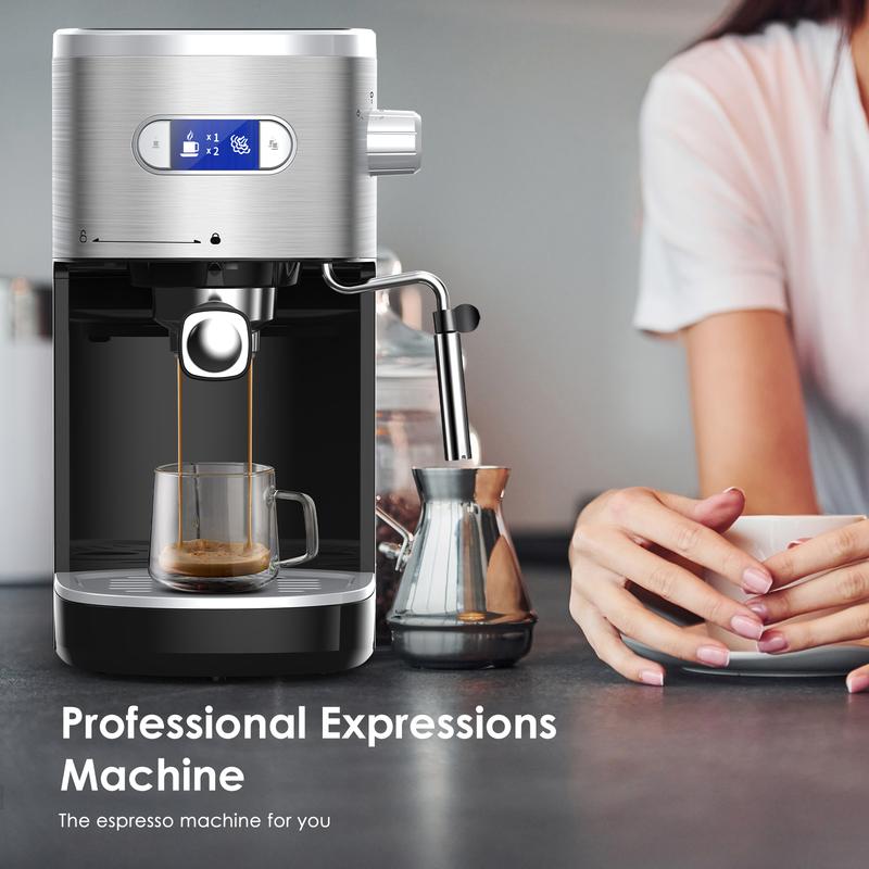 COWSAR Espresso Machine 20 Bar, Semi-Automatic Coffee Maker with Milk Frother Steam Wand, Nespresso Capsule Compatible, 45 oz Removable Water Tank for Cappuccino, Latte, Home,1350W