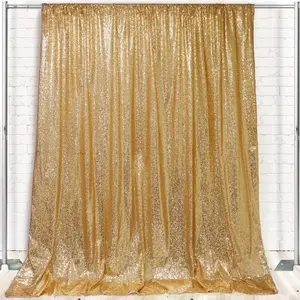 Glitz Sequin on Taffeta Drape/Backdrop 8 ft x 104 Inches Gold