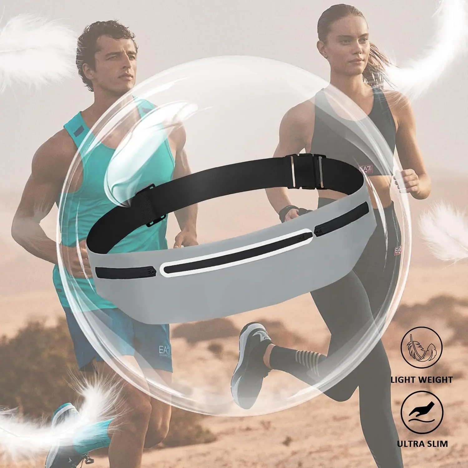Slim Expandable Waterproof Waist Pack, Adjustable Running Belt Fanny Pack, Elastic Phone Holder Waist Bag for Men Women Outdoor Workout
