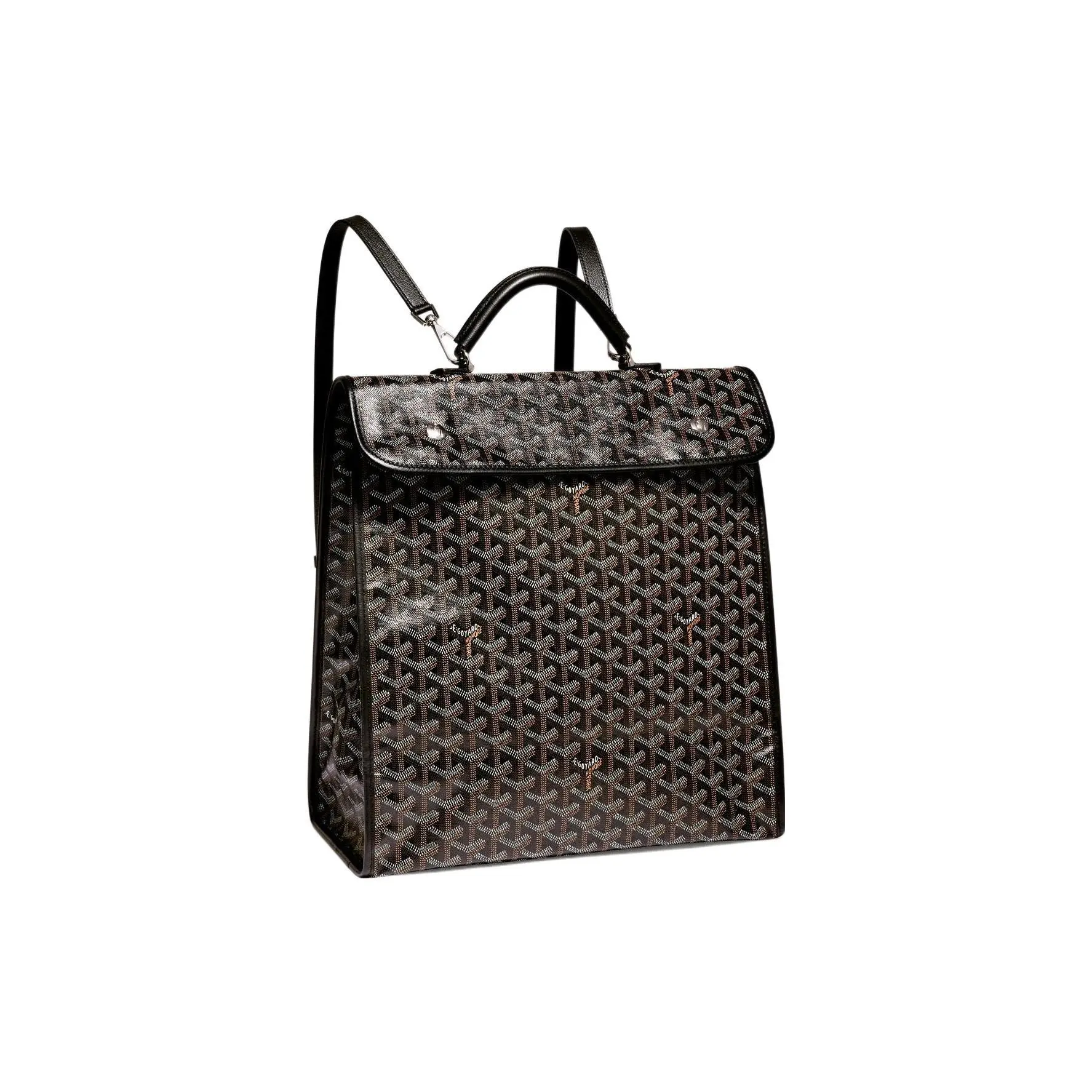 GOYARD Saint Leger Foldable Multi-Pocket Canvas And Calfskin Tote Backpack, Casual Travel Backpack, Stylish Daypack For Men And Women, Stylish Daypacks